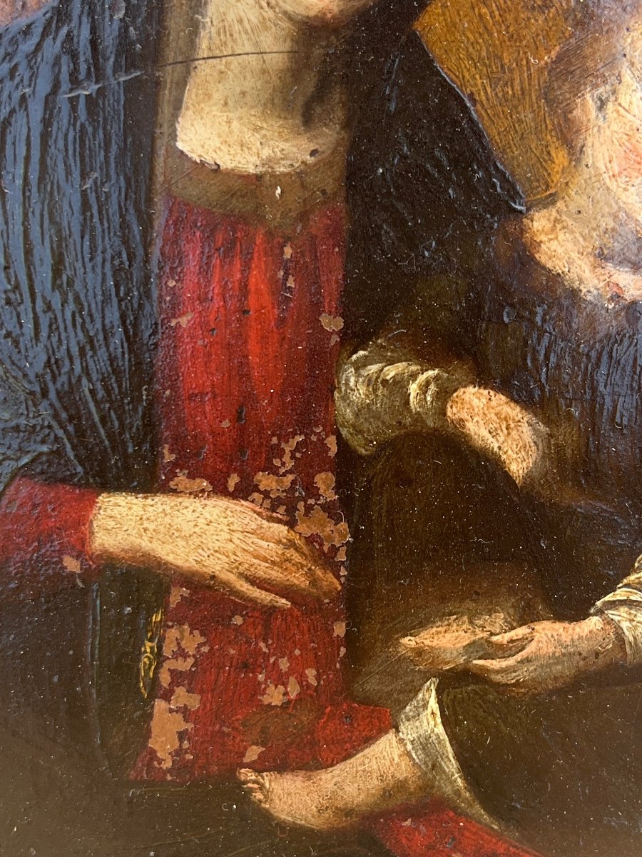 Tableau - Huile sur cuivre - Vierge à L’enfant - XVII ème -photo-2