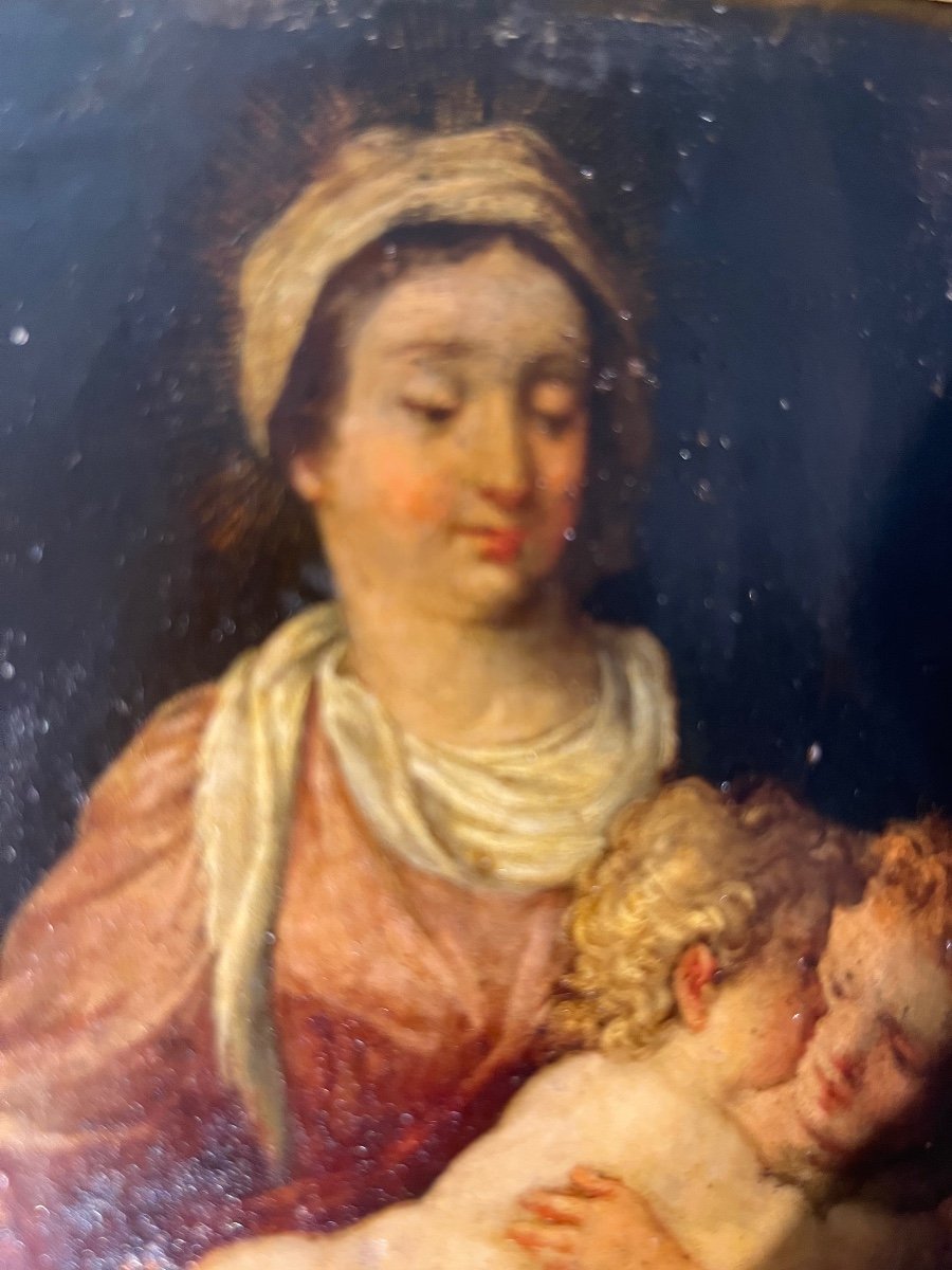 Tableau - Huile Sur Cuivre - Vierge à L’enfant - H. Rottenhammer - Allemagne - XVII ème -photo-1