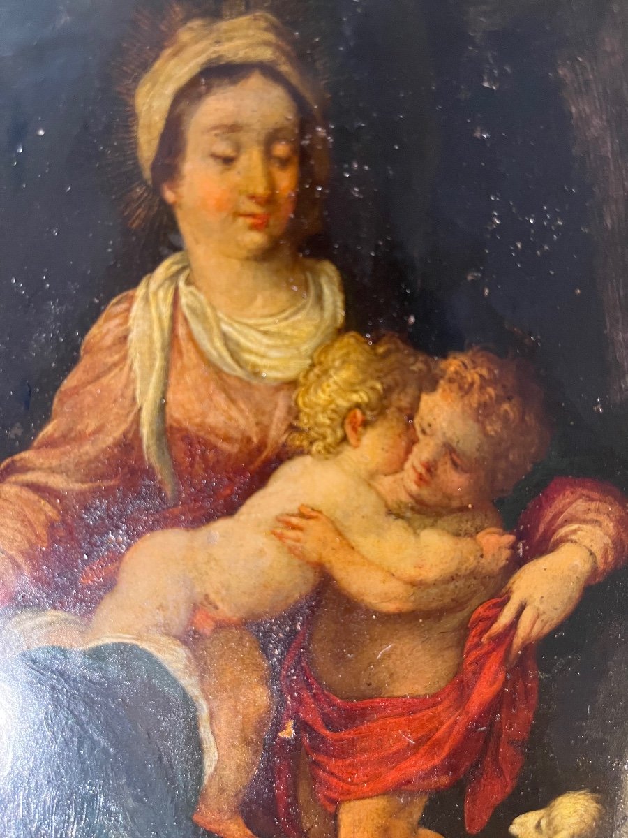 Tableau - Huile Sur Cuivre - Vierge à L’enfant - H. Rottenhammer - Allemagne - XVII ème -photo-3