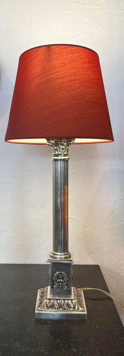 Lamp - Column - Silver Bronze - France - 19th Century -photo-2