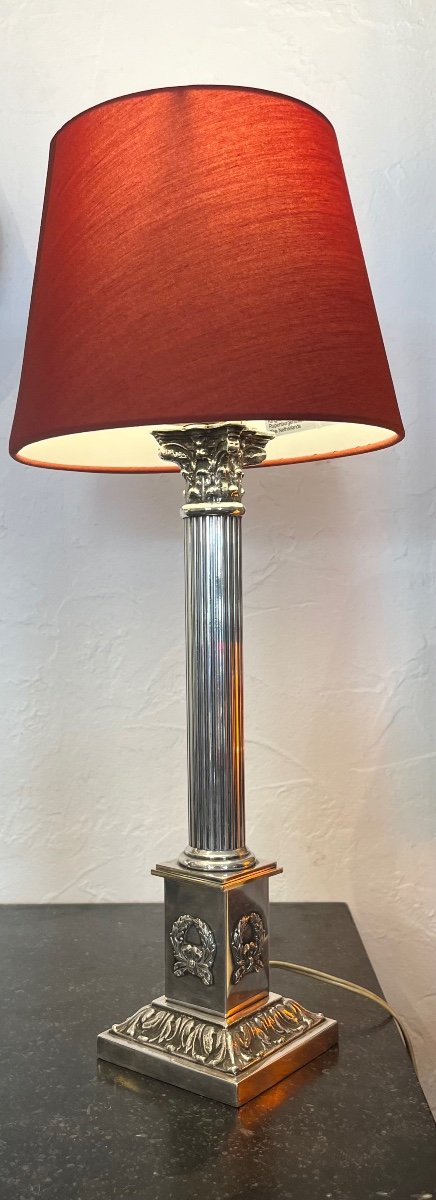 Lamp - Column - Silver Bronze - France - 19th Century -photo-3