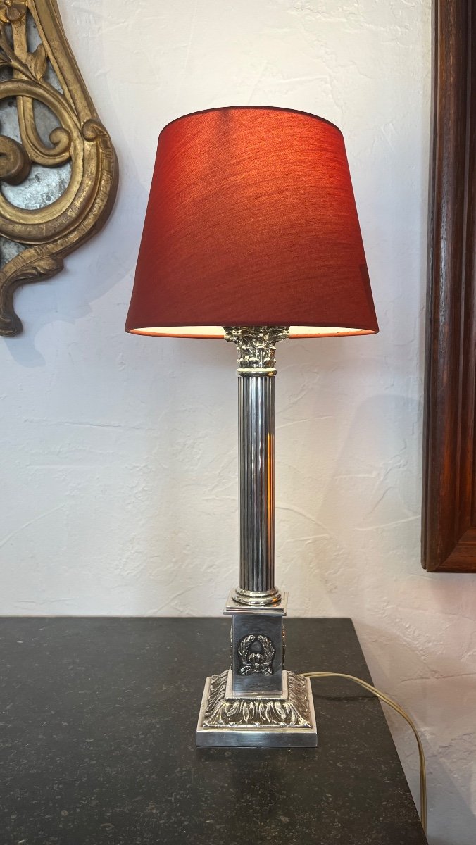 Lamp - Column - Silver Bronze - France - 19th Century -photo-4