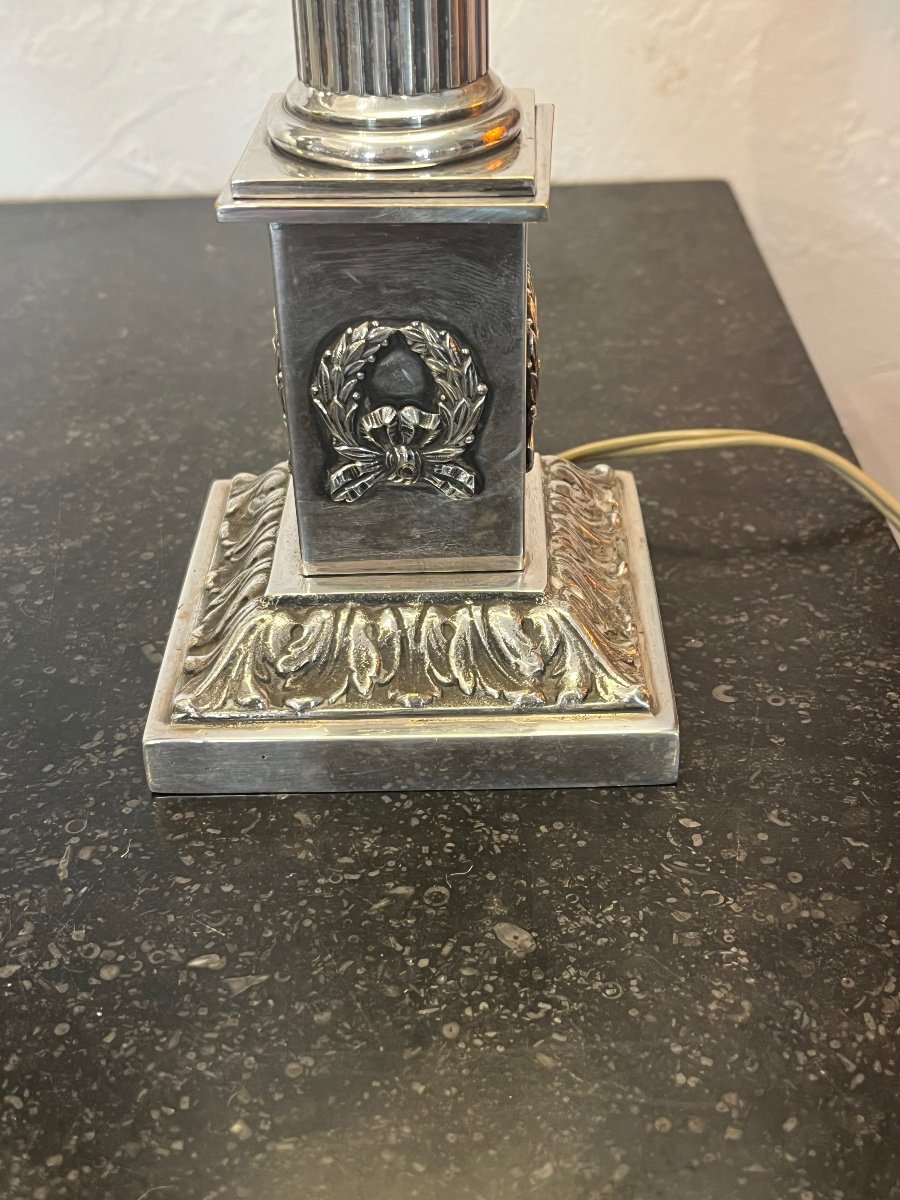Lamp - Column - Silver Bronze - France - 19th Century -photo-1