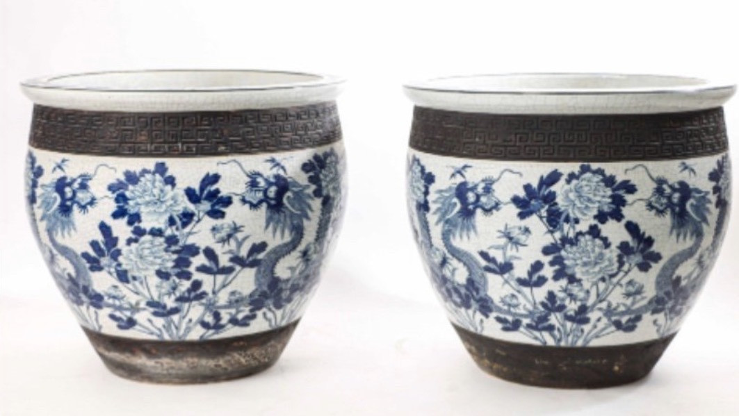 Important Pair Of Cache Pots - Glazed Stoneware - Nanking - China -photo-2