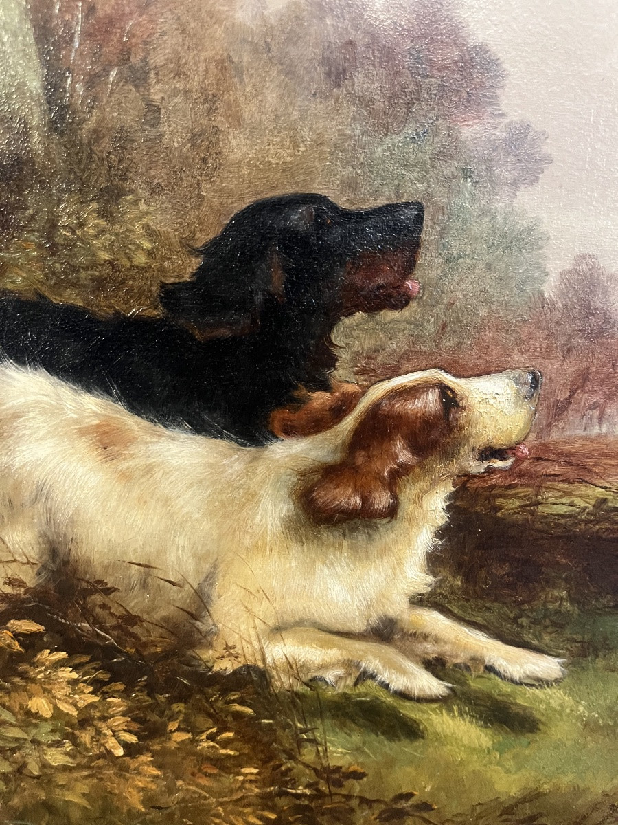 Tableau - Huile Sur Toile - épagneuls - R. Cleminson - Angleterre - XIX ème -photo-4