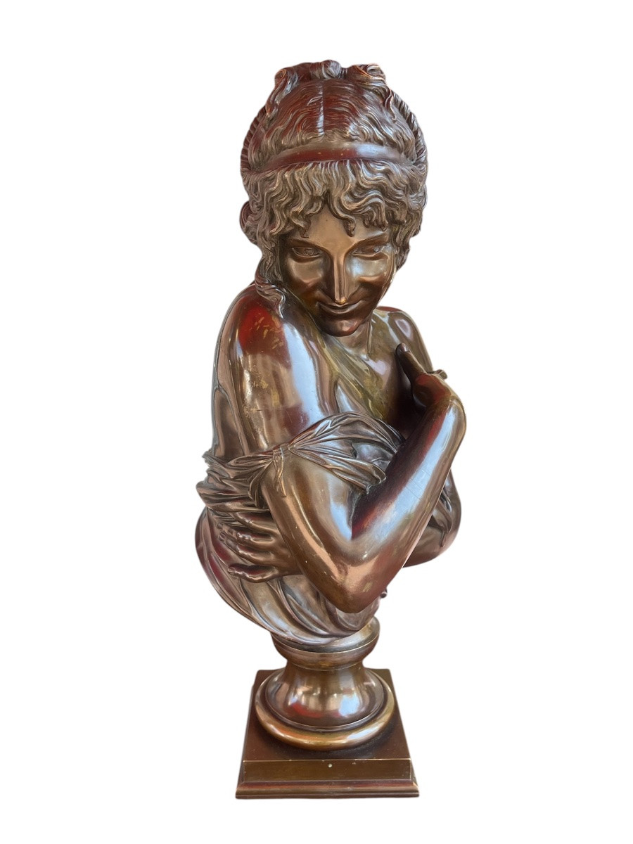 Sculpture - Bronze - La Rieuse - Houdon - France - XIX ème -photo-2