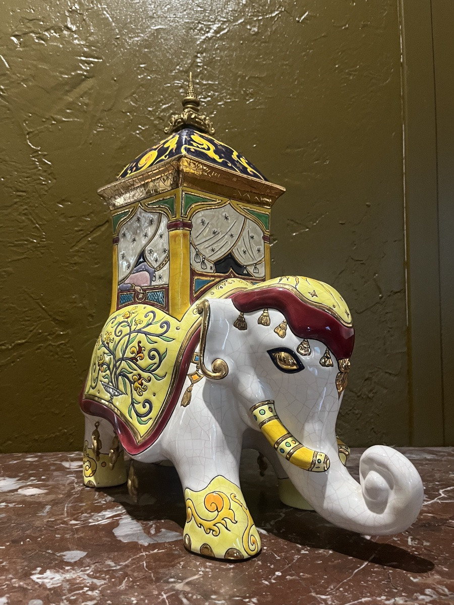 Boîte / éléphant - Longwy - Jean Boggio - France - XX ème -photo-4