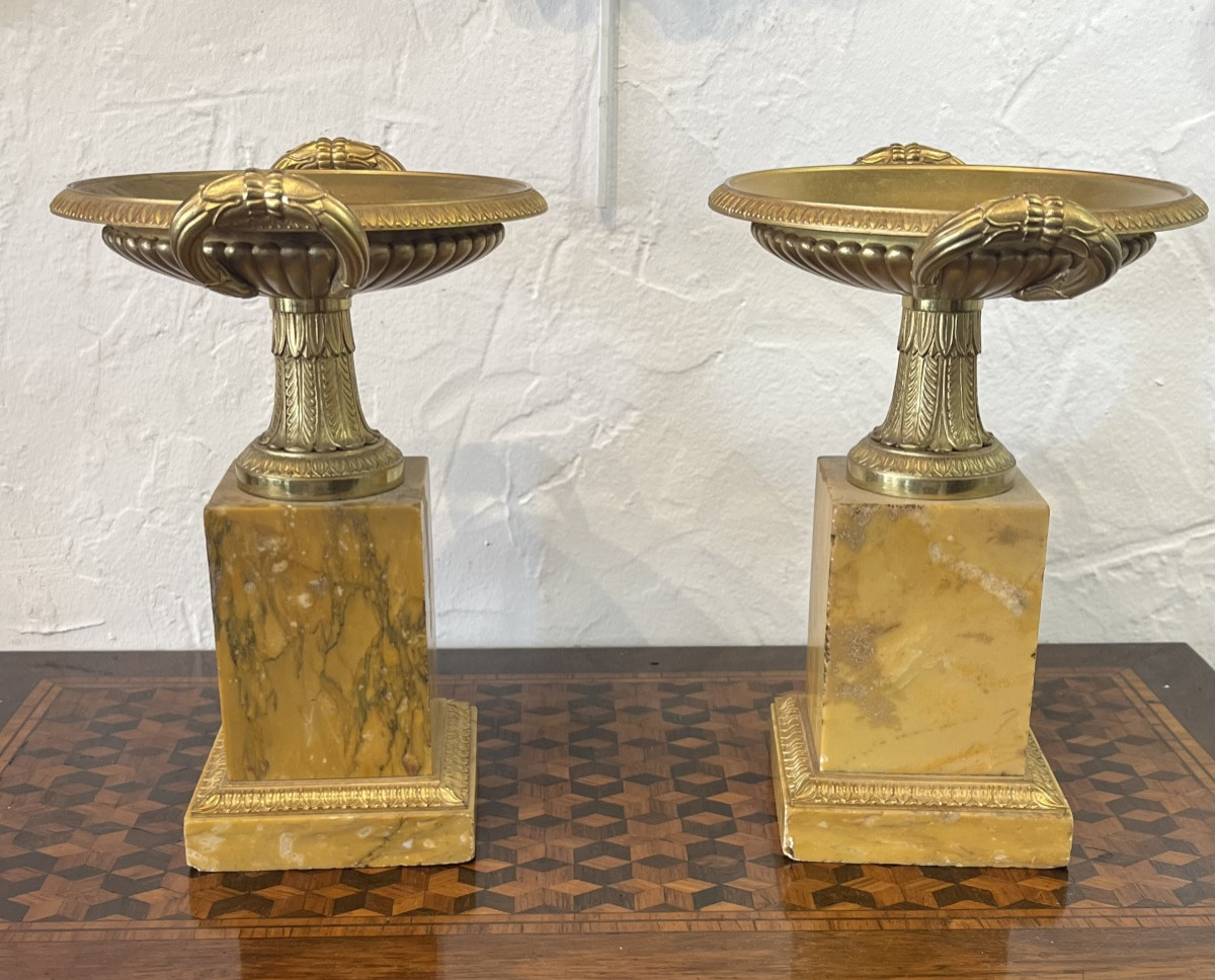 Pair Of Cassolettes - Bronze And Marble - France - 19th Century -photo-4