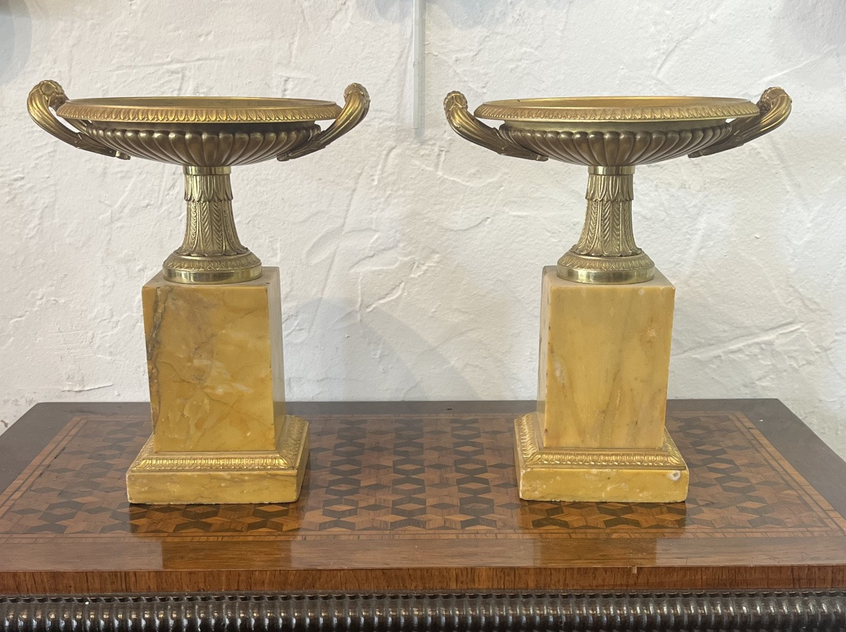 Pair Of Cassolettes - Bronze And Marble - France - 19th Century -photo-5
