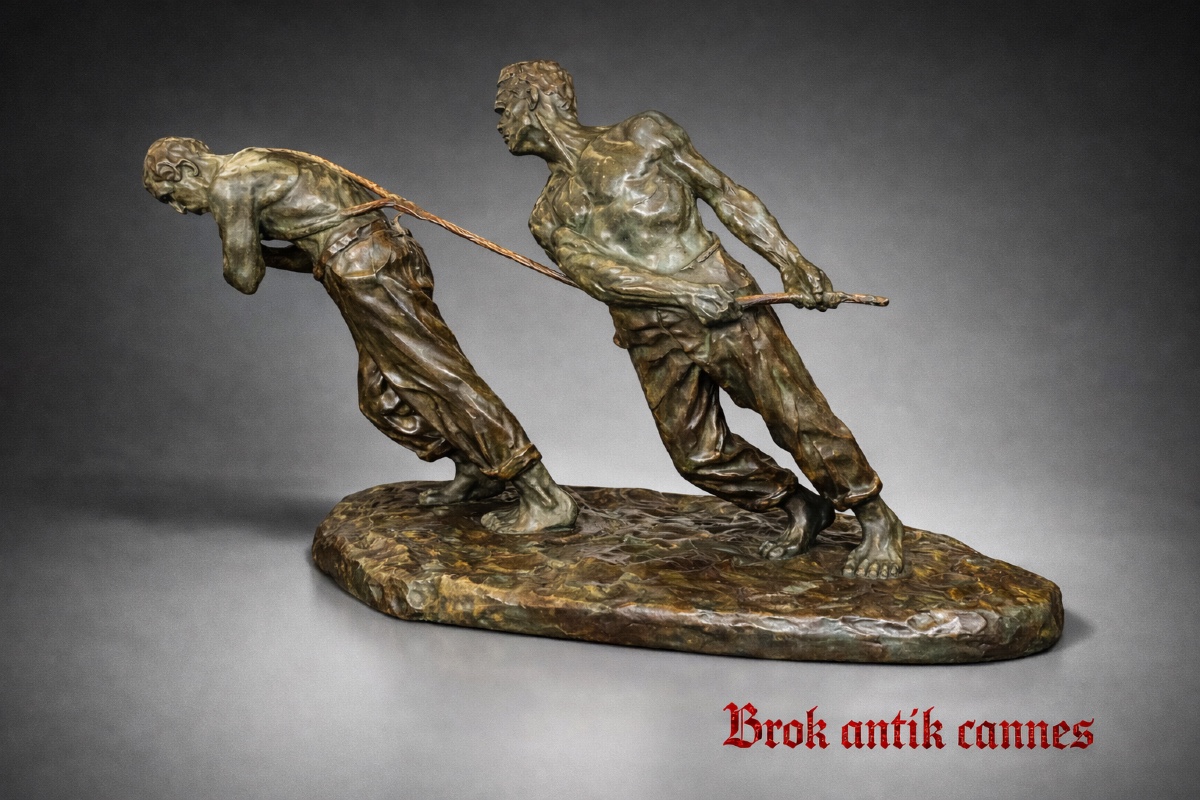Important Sculpture - Bronze - The Haulers - V. Demanet - Belgium - 20th Century 