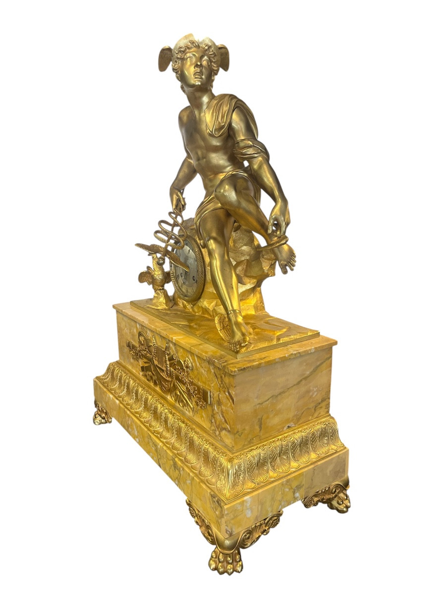 Importante pendule (70cm) - Mercure - bronze/marbre - France - XIX ème -photo-3