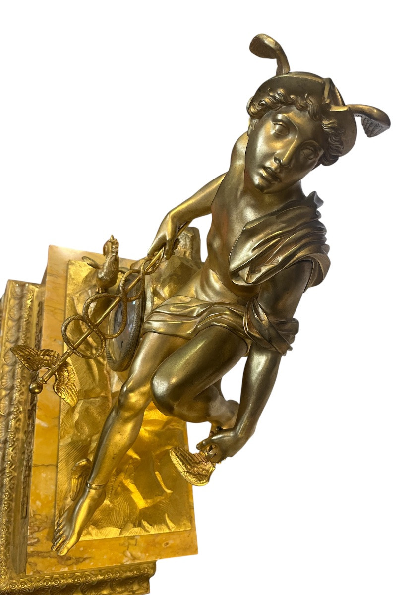 Importante pendule (70cm) - Mercure - bronze/marbre - France - XIX ème -photo-7