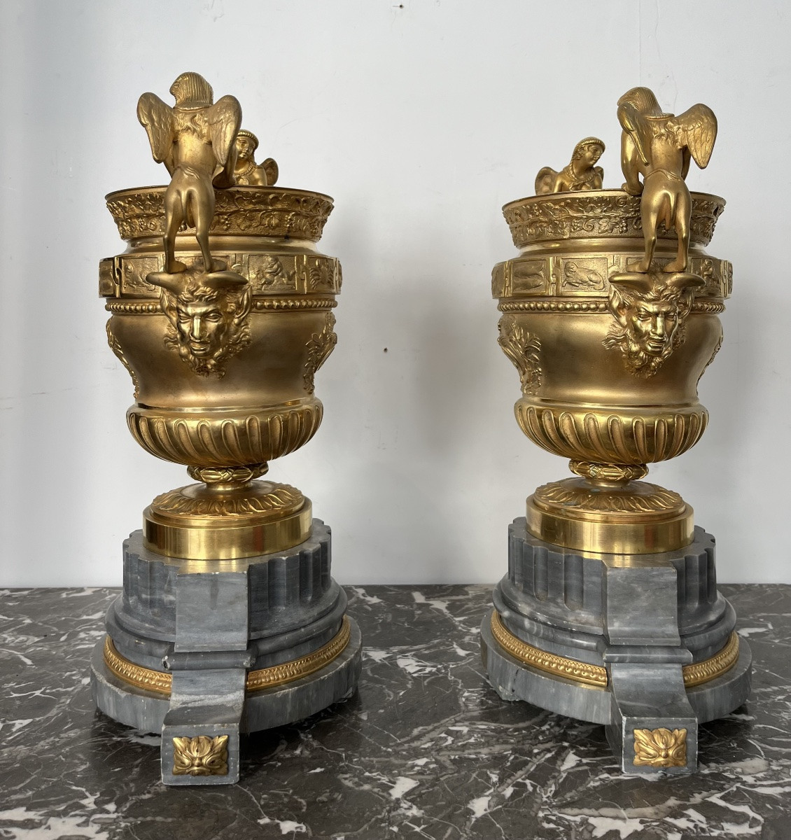 Paire d’urnes - bronze/marbre - Claude Ballin - france - XIX eme-photo-3