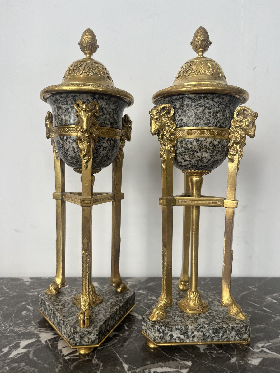 Pair Of Cassolettes - Bronze/porphyry - France - 19th Century -photo-4