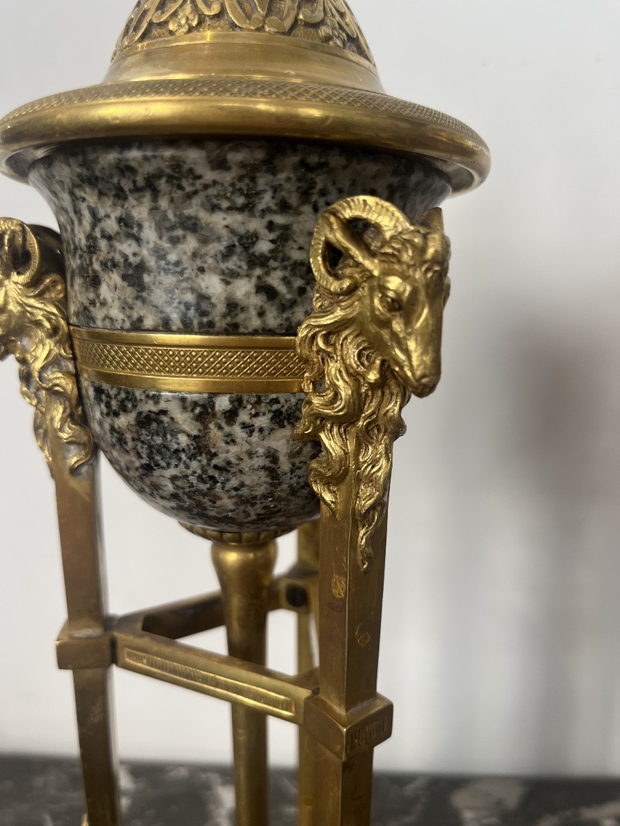 Pair Of Cassolettes - Bronze/porphyry - France - 19th Century -photo-4
