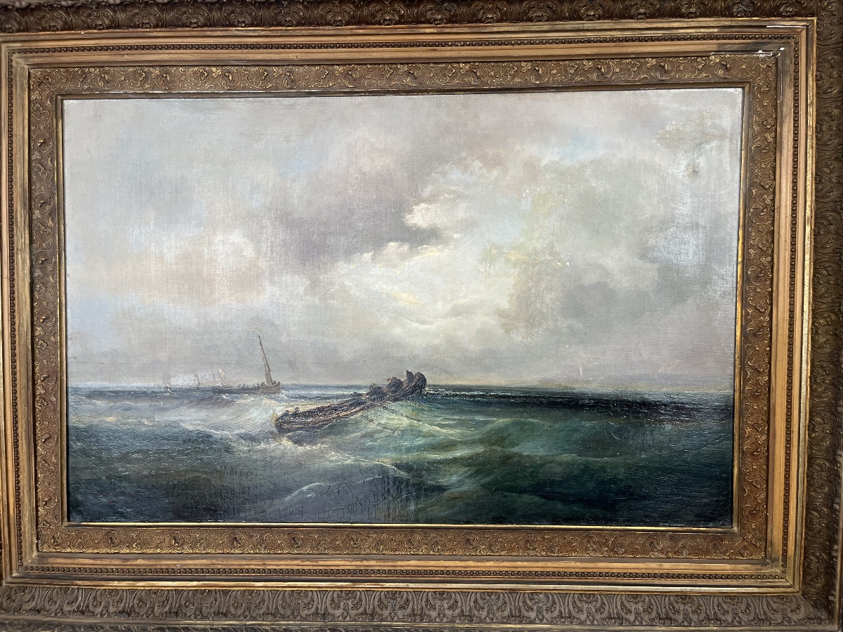 Important Oil On Canvas - Marine - T. Gudin - France - 19th Century-photo-2