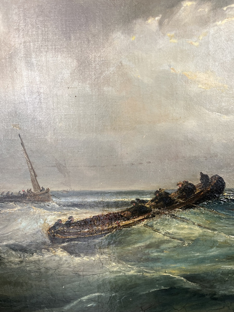 Important Oil On Canvas - Marine - T. Gudin - France - 19th Century-photo-3
