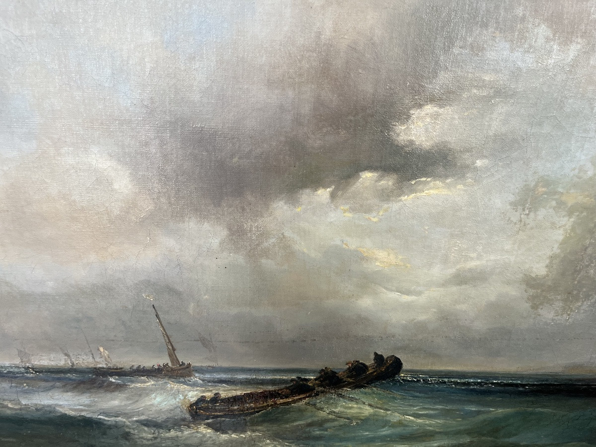 Important Oil On Canvas - Marine - T. Gudin - France - 19th Century-photo-1
