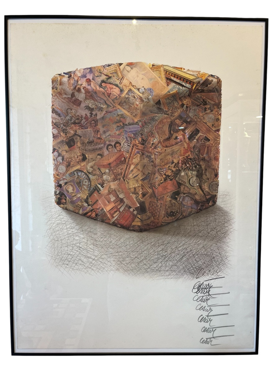 Offset Lithograph Framed - César - Compression Of Antiques - France - 20th Century -photo-4