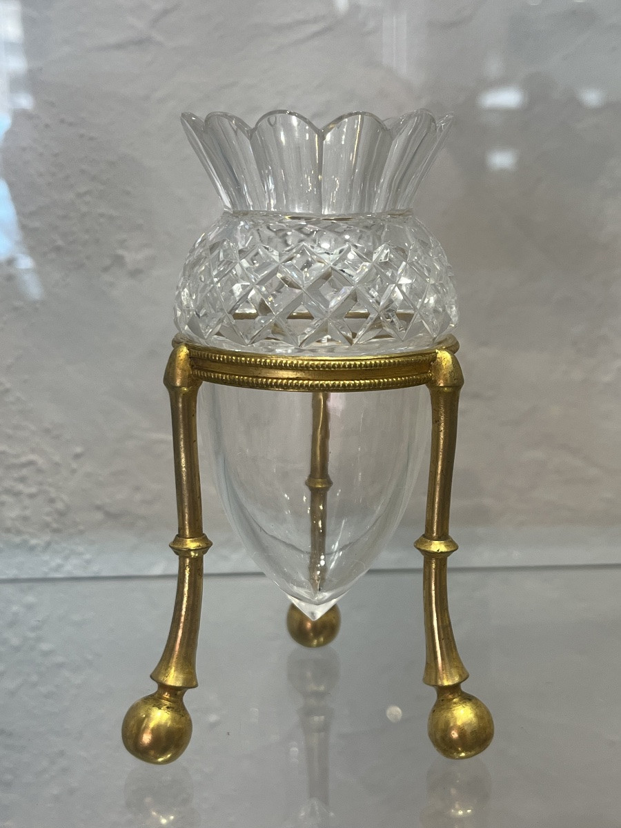 Ensemble de 4 petits vases - bronze / cristal - Angleterre - XIX eme-photo-1