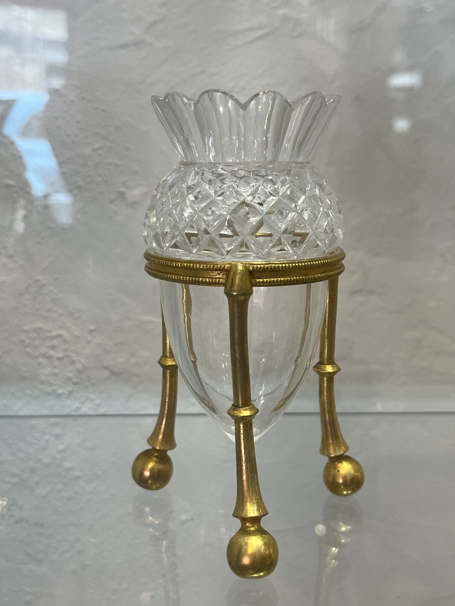 Ensemble de 4 petits vases - bronze / cristal - Angleterre - XIX eme-photo-2