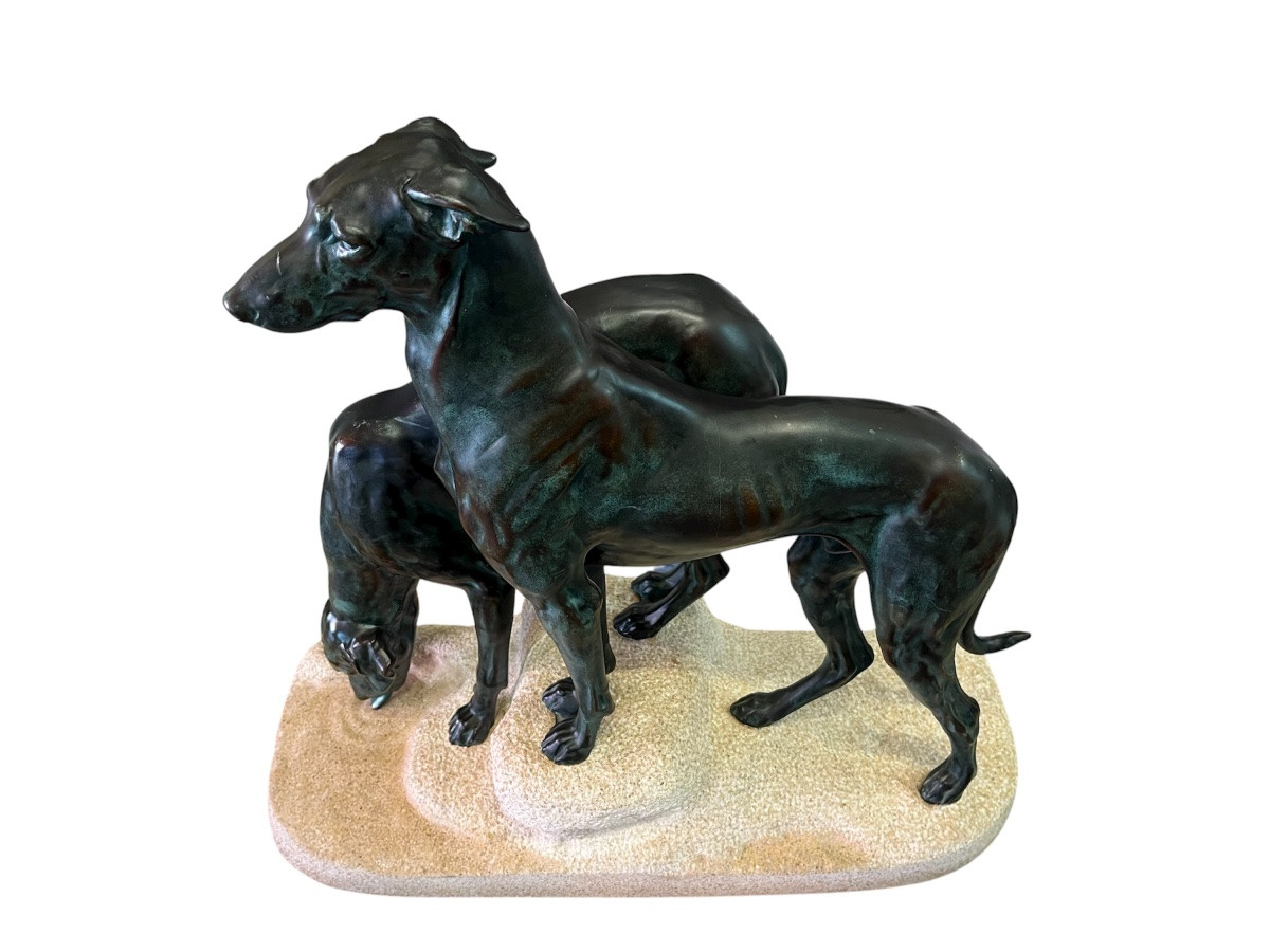 Important Sculpture - Greyhounds - Art Deco - Masson - France - 20th Century -photo-3