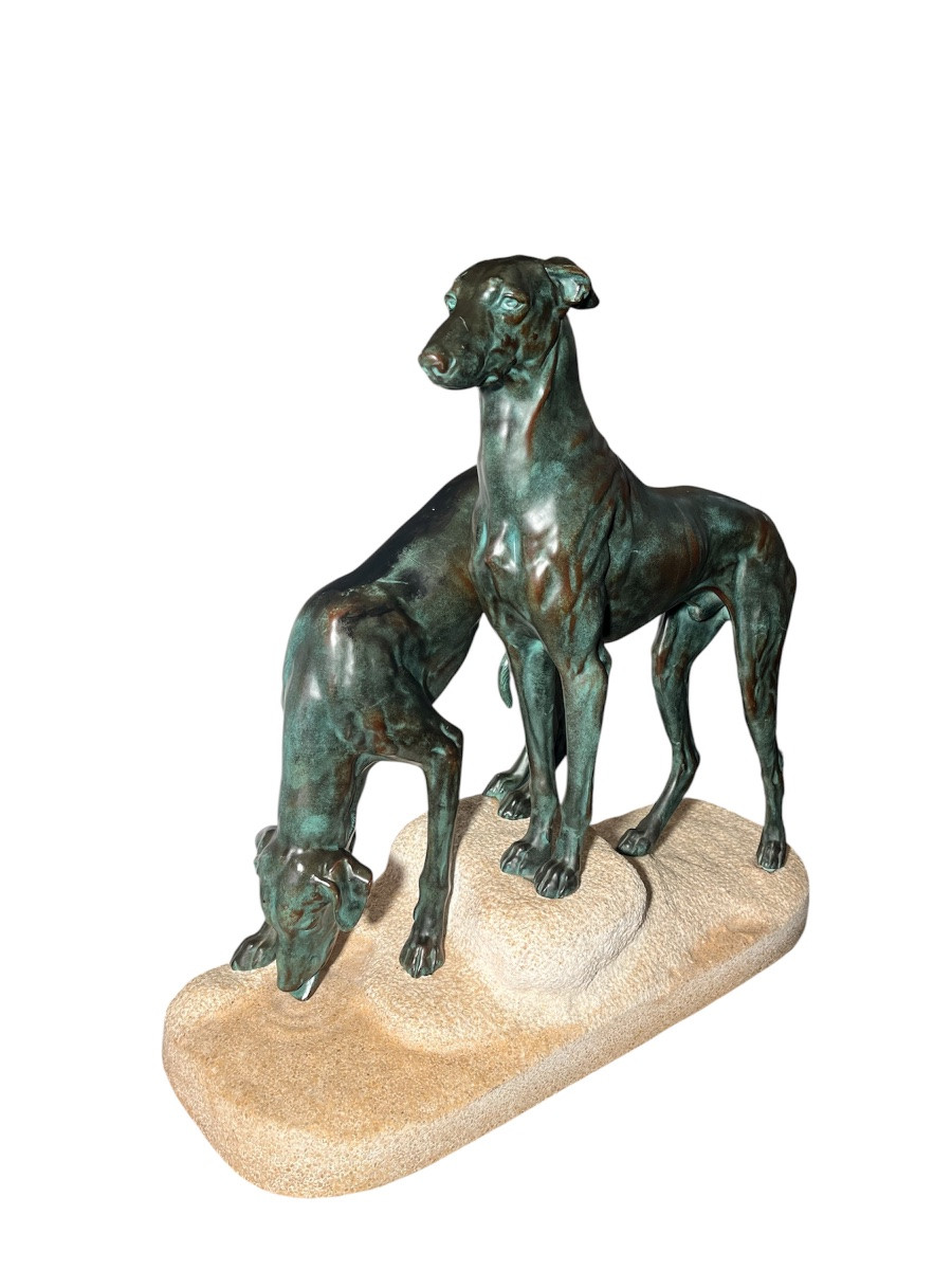 Important Sculpture - Greyhounds - Art Deco - Masson - France - 20th Century -photo-4