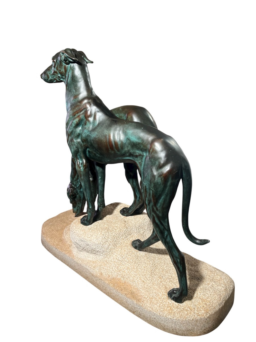 Important Sculpture - Greyhounds - Art Deco - Masson - France - 20th Century -photo-1