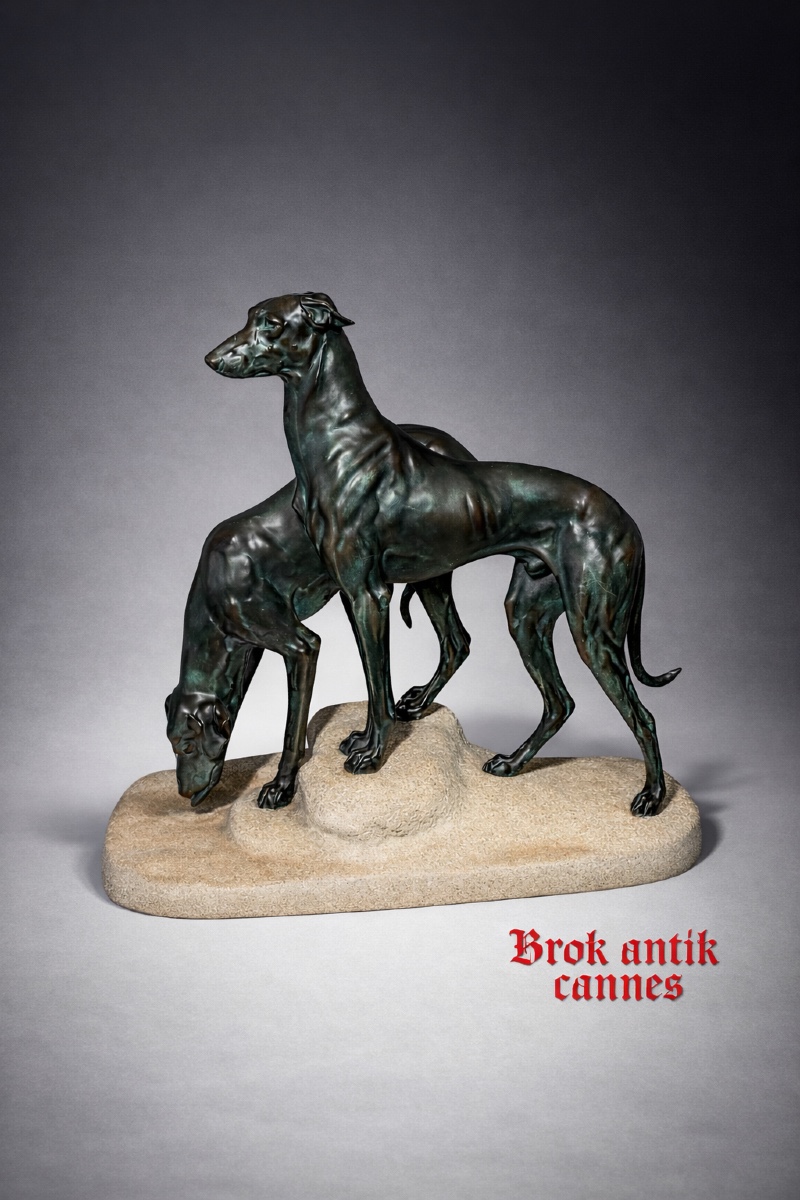 Importante sculpture - lévriers - art déco - Masson - France - XX ème 