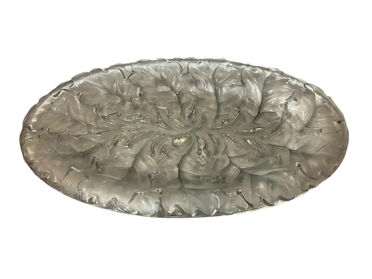 Importante coupe - feuilles de chêne - Lalique - france- XX ème-photo-2
