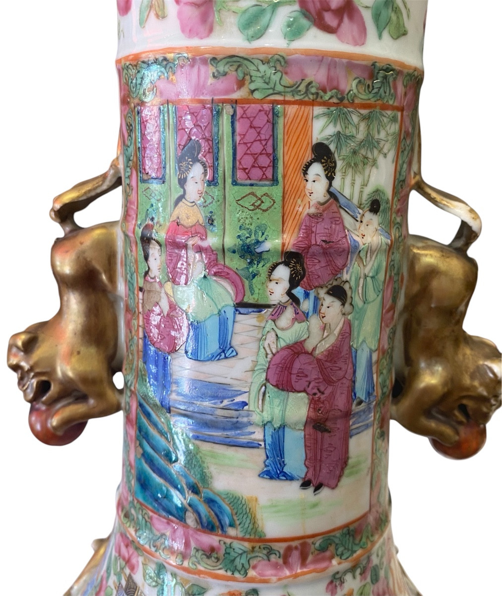 Important vase (67cm) - canton - famille rose - dynastie Qing - chine - XIX ème -photo-4