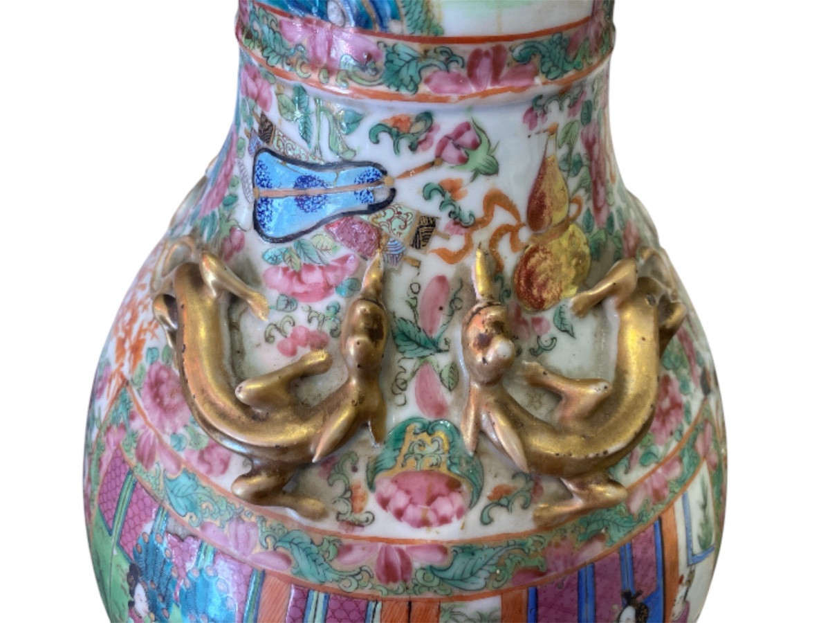 Important vase (67cm) - canton - famille rose - dynastie Qing - chine - XIX ème -photo-2