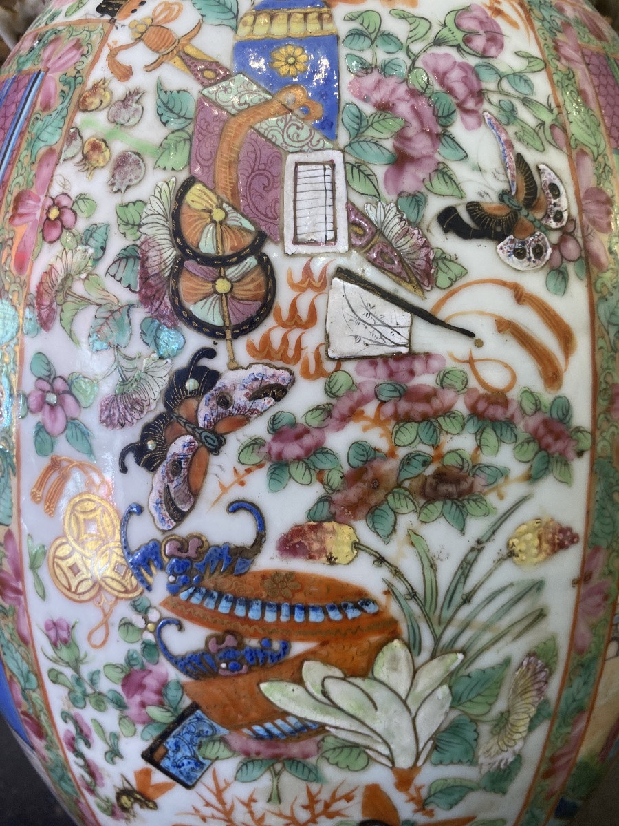 Important vase (67cm) - canton - famille rose - dynastie Qing - chine - XIX ème -photo-4
