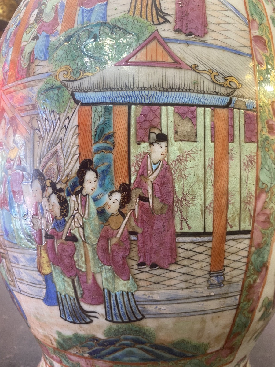 Important vase (67cm) - canton - famille rose - dynastie Qing - chine - XIX ème -photo-5