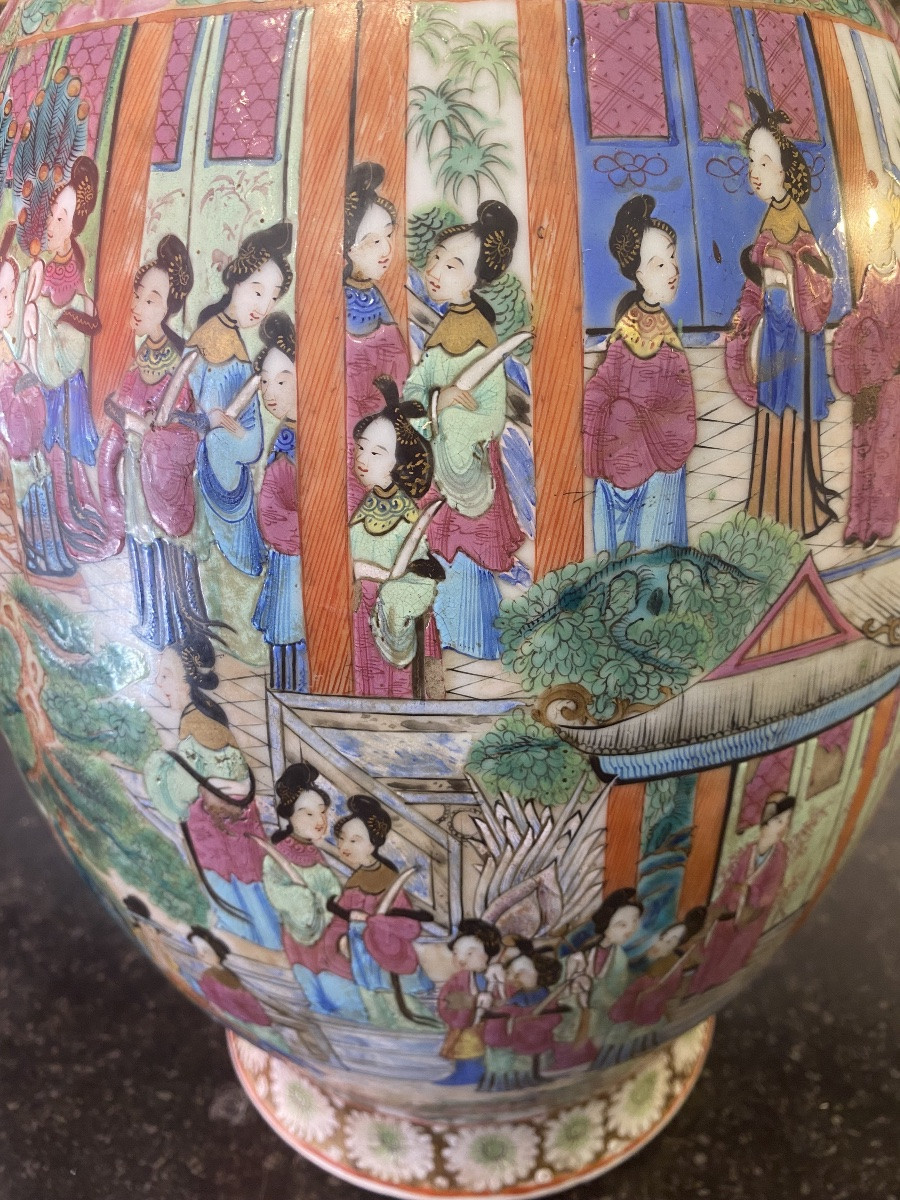 Important vase (67cm) - canton - famille rose - dynastie Qing - chine - XIX ème -photo-6