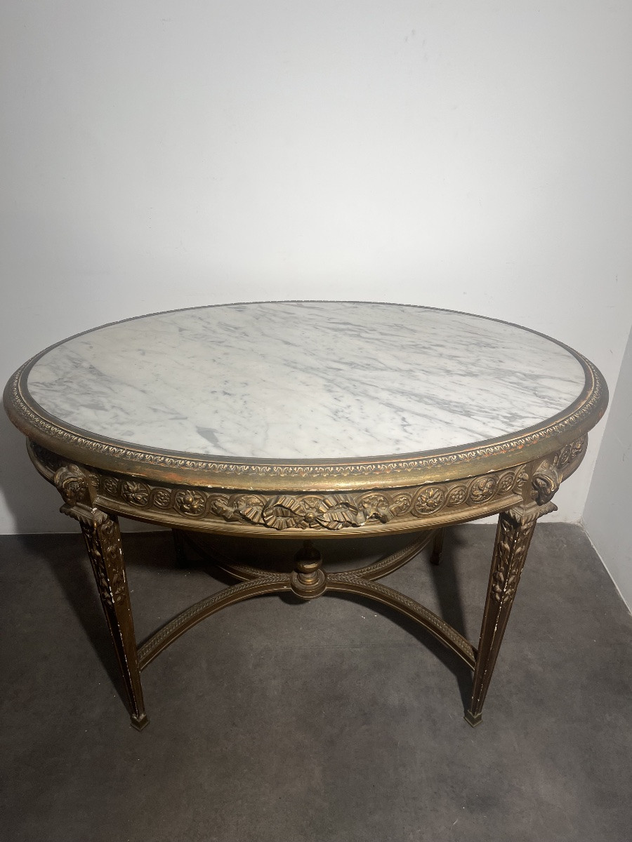 Table de milieu - bois doré / marbre - Napoléon III - france - XIX ème -photo-2