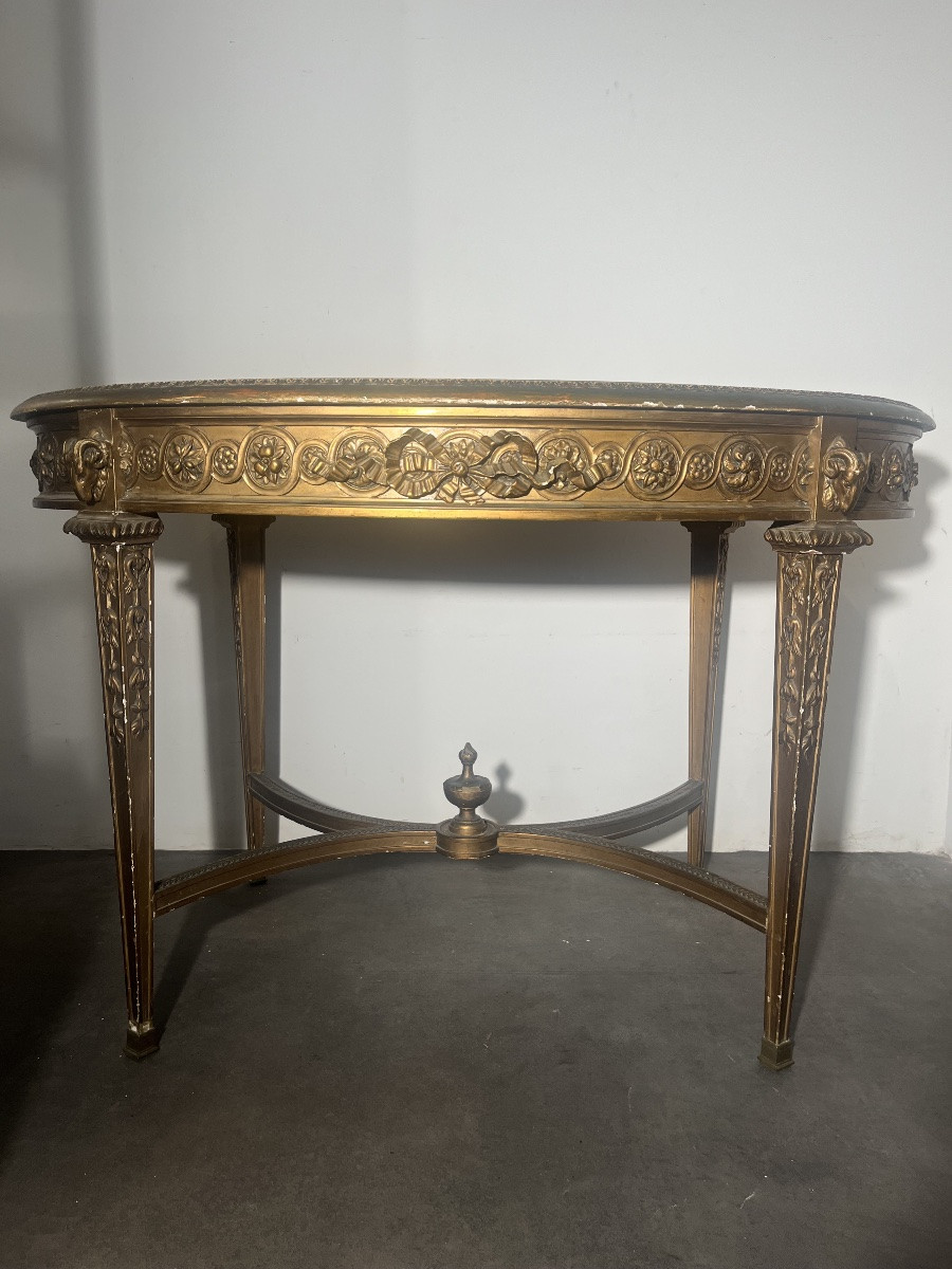 Table de milieu - bois doré / marbre - Napoléon III - france - XIX ème -photo-3