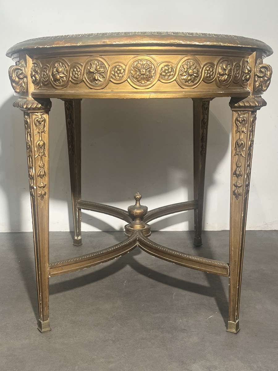 Table de milieu - bois doré / marbre - Napoléon III - france - XIX ème -photo-4