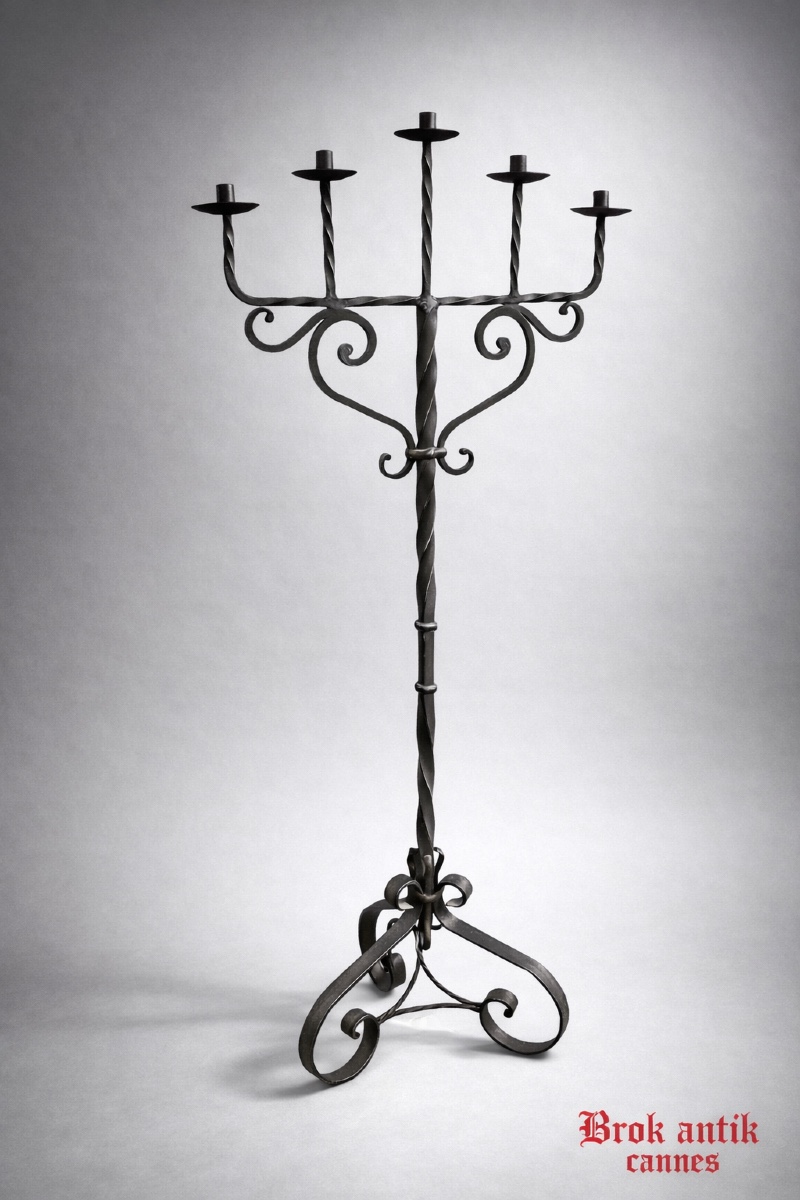 Large Candle Holder - Wrought Iron - France - Late 19th / Early 20th Century 