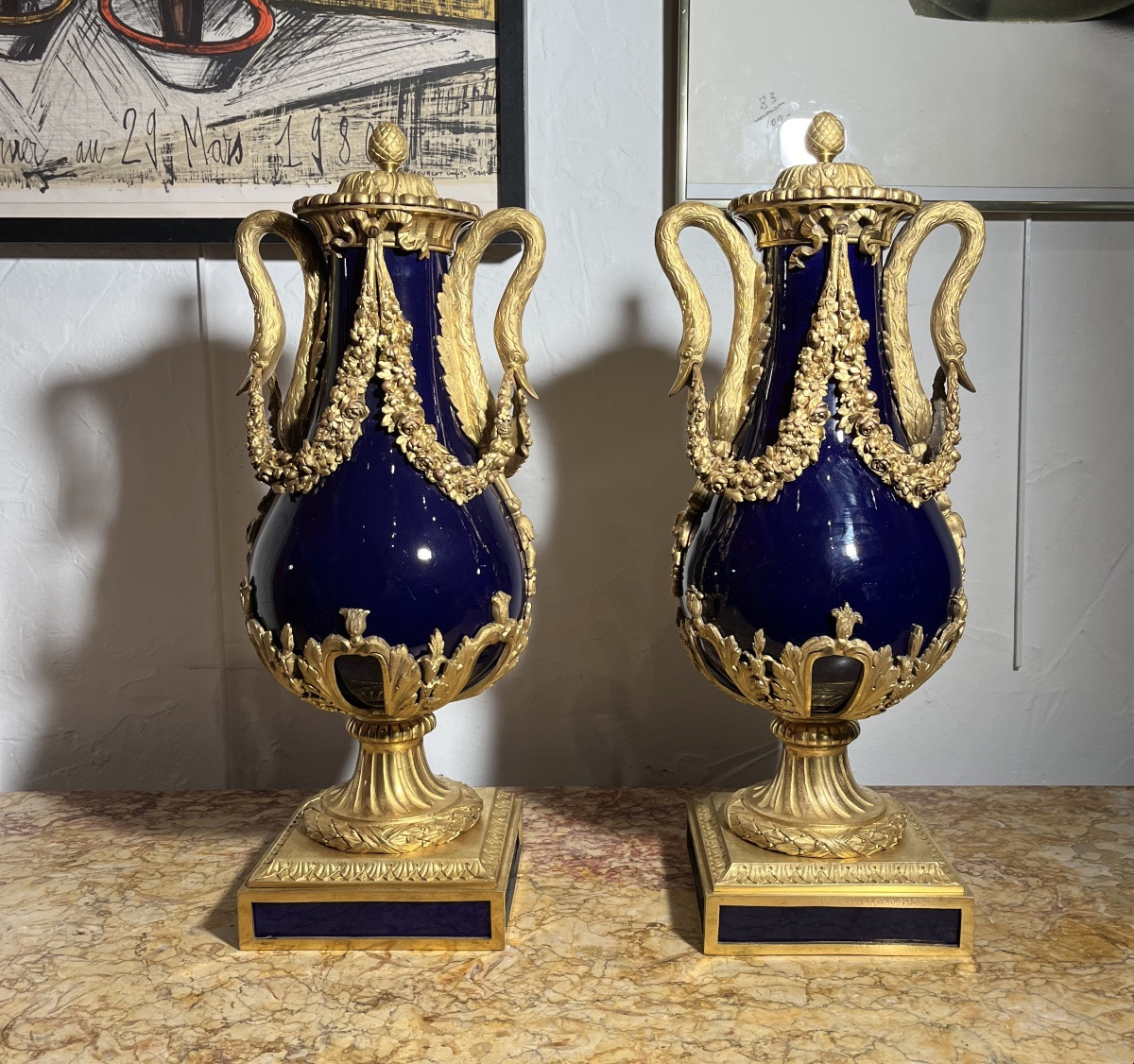 Pair Of Covered Vases - Porcelain/bronze - Sèvres (signed) - France - 19th Century -photo-2