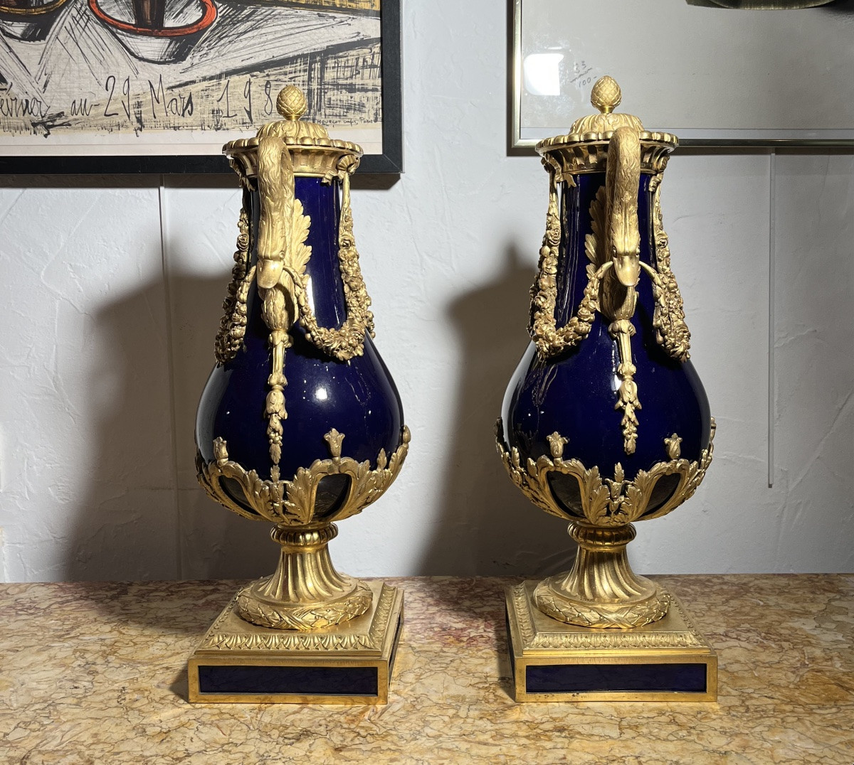 Pair Of Covered Vases - Porcelain/bronze - Sèvres (signed) - France - 19th Century -photo-3