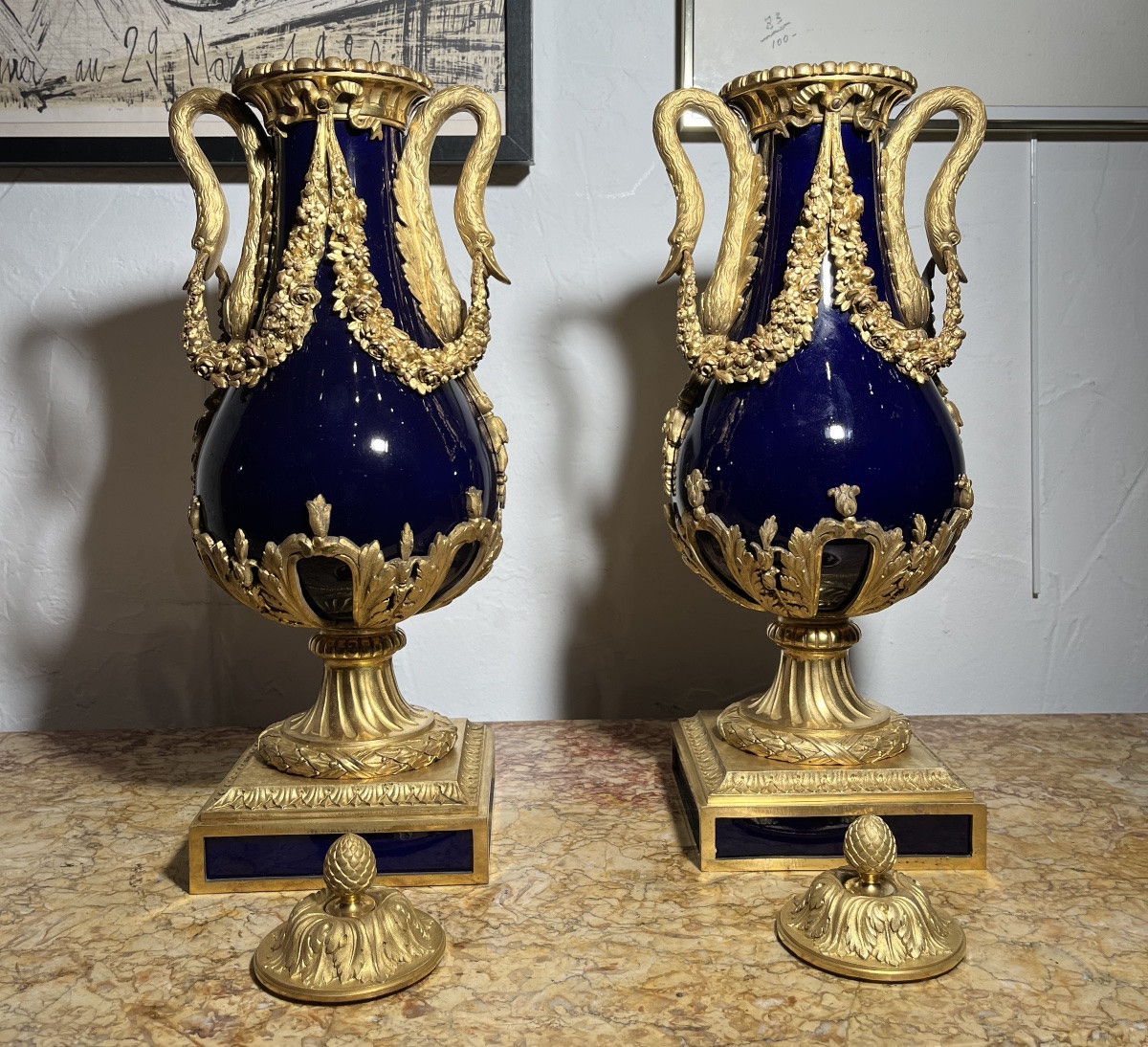 Pair Of Covered Vases - Porcelain/bronze - Sèvres (signed) - France - 19th Century -photo-5