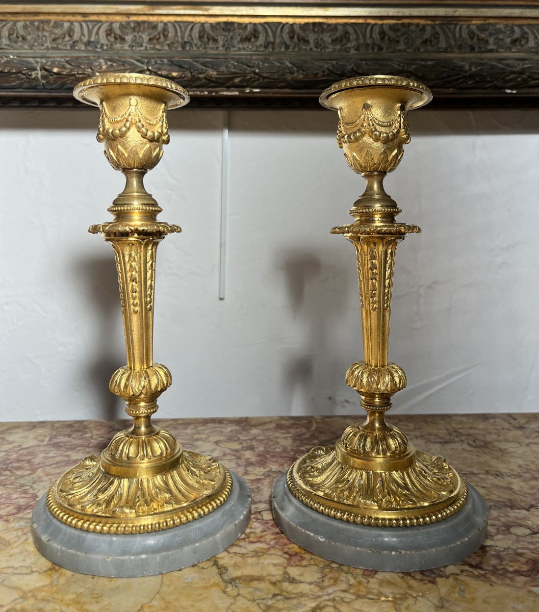 Paire de bougeoirs - bronze doré - France - XVIII ème -photo-2