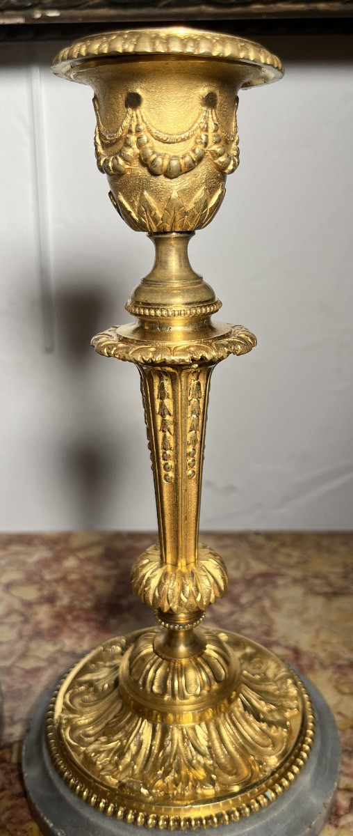 Paire de bougeoirs - bronze doré - France - XVIII ème -photo-4