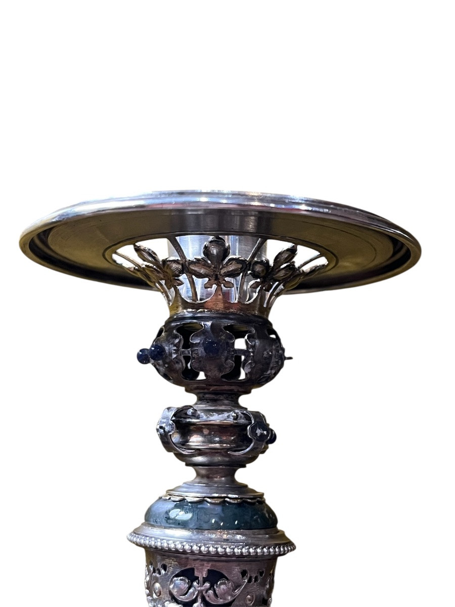 Pair Of Candlesticks - Silver/agate - Europe - Late 18th Century -photo-3