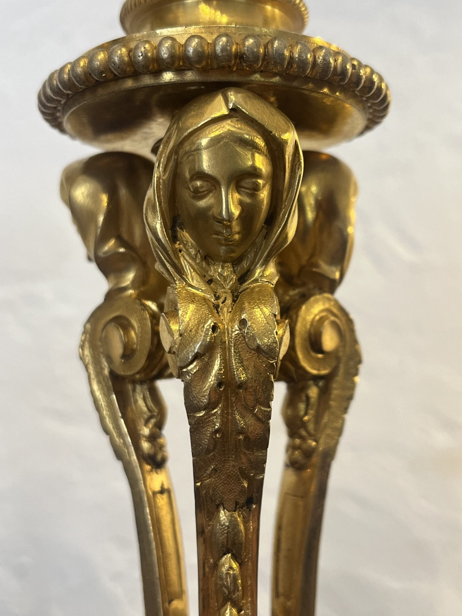 Paire de bougeoirs - bronze doré - France - XVIII ème -photo-1