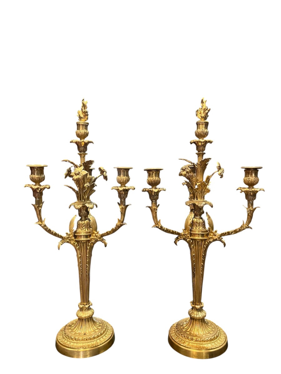 Paire de candélabres - Bronze - Houbedine bronzier - France - XIX ème -photo-2