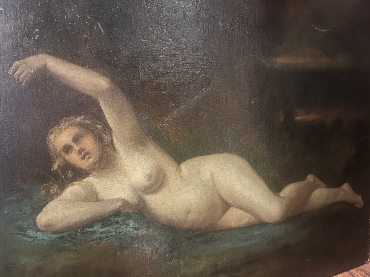 Painting - Oil On Canvas - Nude Woman - France - 19th Century -photo-2