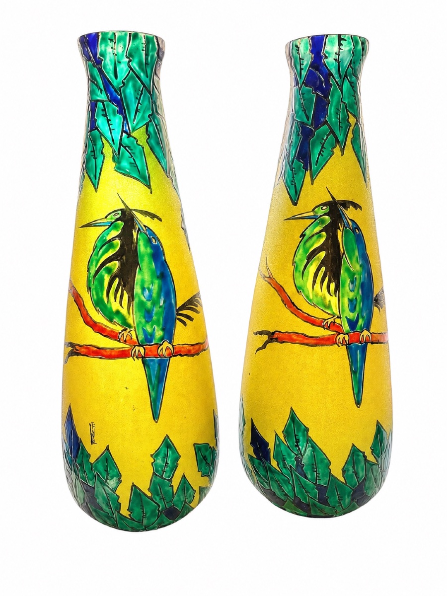 Grande paire de vases - Leune - art déco -  France - XX ème -photo-2