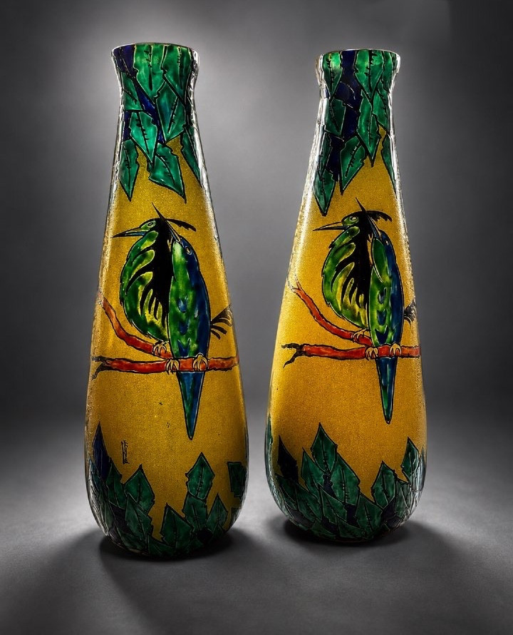 Grande paire de vases - Leune - art déco -  France - XX ème 
